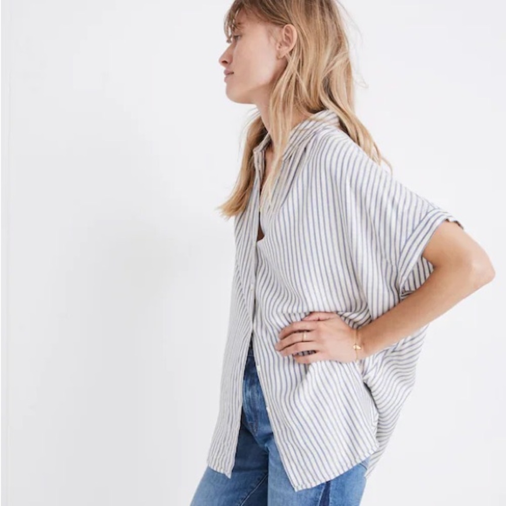 Madewell Central Shirt in Dalton Blue and White Stripe - Picture 10 of 10